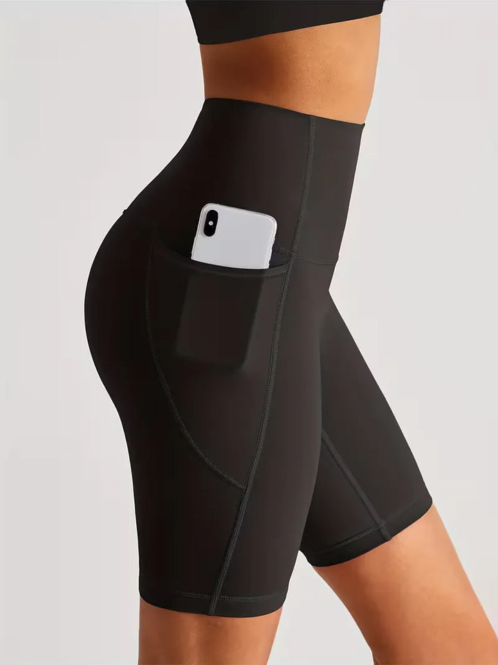 Dames sportshort met hoge taille, slim fit voor fitness & yoga.