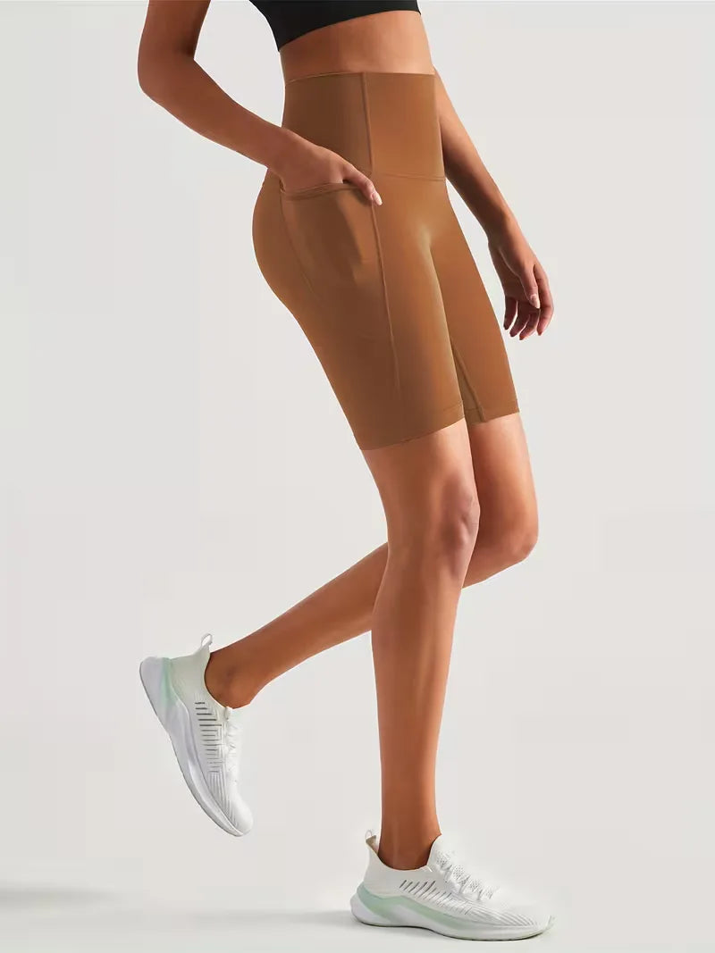 Dames workout short, hoge taille, slim fit, ideaal voor de sportschool.