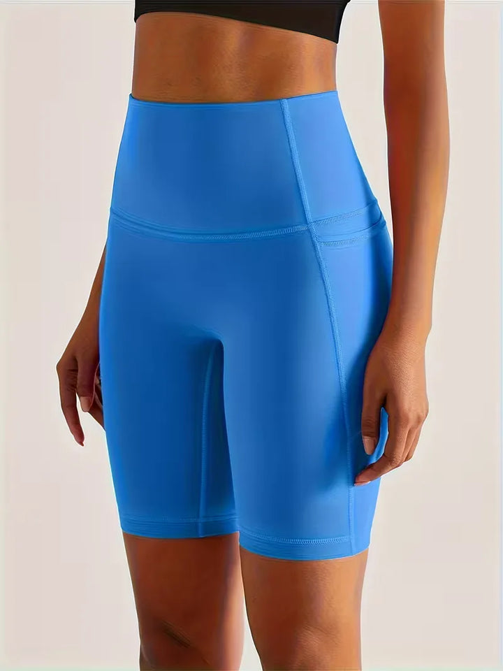 Ademende dames sportshort, hoge taille, slim fit, voor comfort tijdens het sporten.
