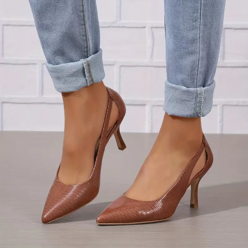 Veelzijdige dames stiletto's met cut-out patroon, puntige neus, ideaal voor feestjes of werk.