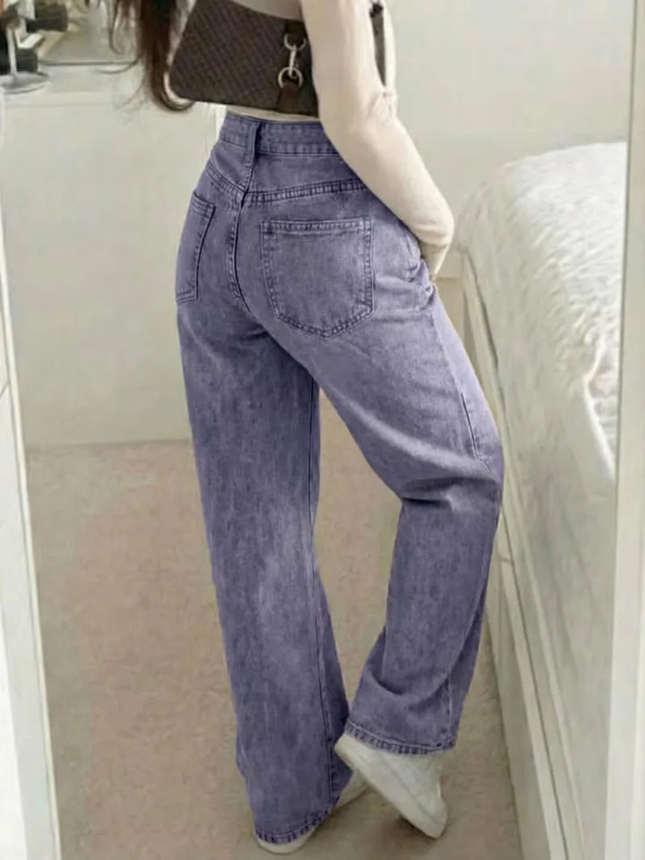 Comfortabele dames straight jeans, mid-rise. Ideaal voor een casual, maar toch verzorgde look.