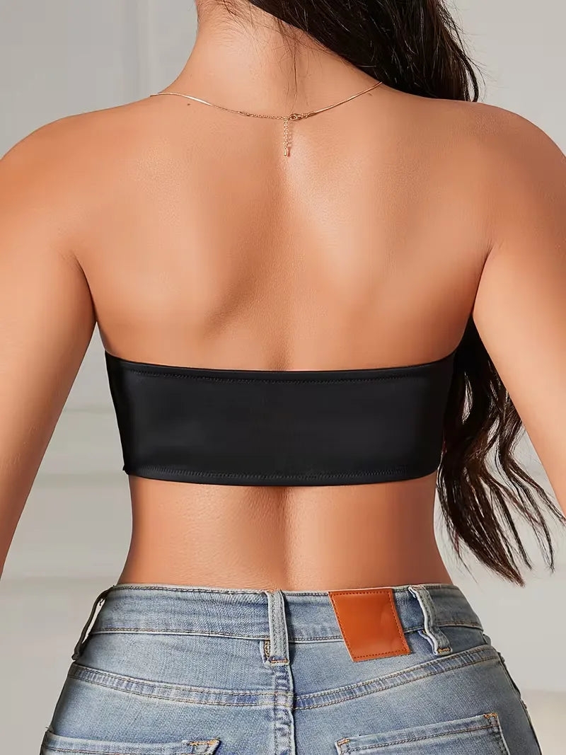 Comfortabele dames lingerie: strapless push-up bh met voorsluiting in khaki.