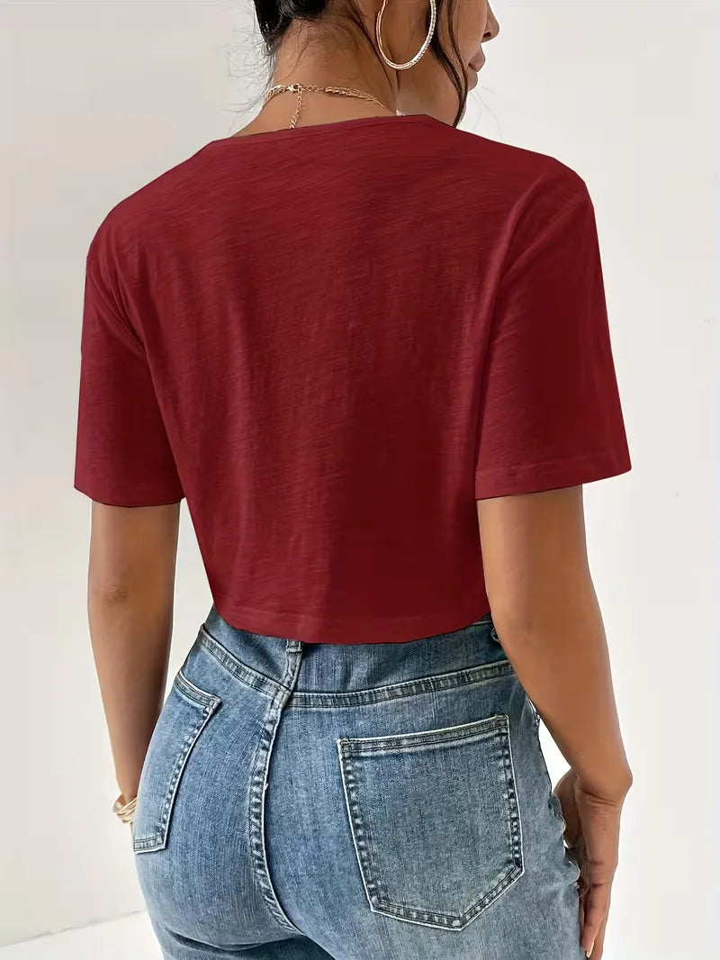 Modieus dames T-shirt met twistdetail, regular fit, perfect voor dagelijkse elegantie.