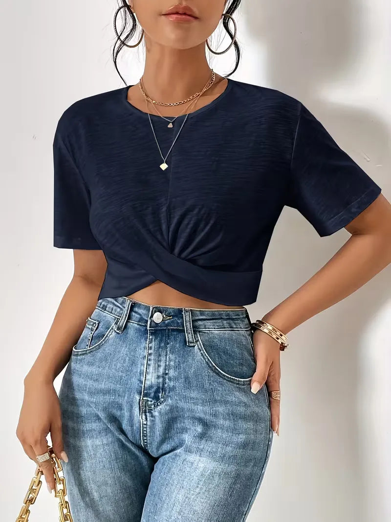 Modieus dames T-shirt met twistdetail, casual chic voor een moeiteloze stijl.