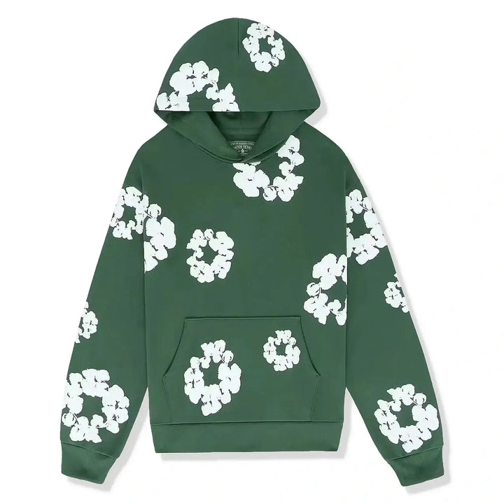 Achterzijde van de comfortabele dames trainingsset, met subtiel bloemig design.
