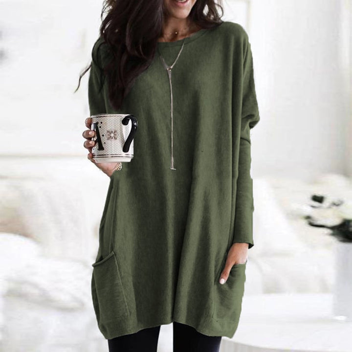 Zachte dames trui met lange mouwen en ribboorden. Perfect voor een comfortabele, chique stijl.