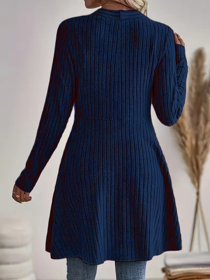 Tijdloos design dames V-hals cardigan met lange mouwen, ribstructuur en veelzijdig draagcomfort.