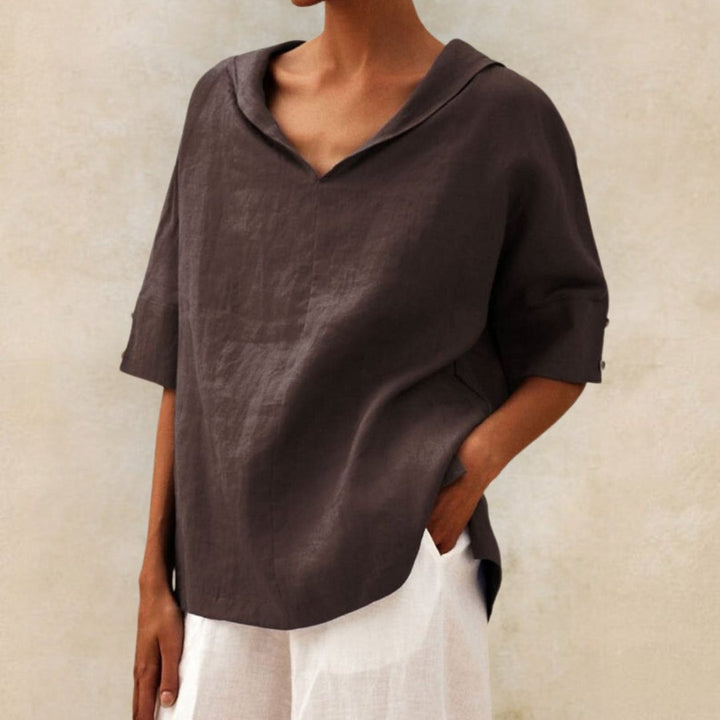 Trendy dames V-hals shirt, perfect voor casual mode. Een luchtige top voor zomer en lente kleding, zeer comfortabel.