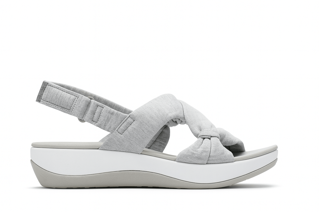Grijze dames comfort sandalen, verstelbaar, orthopedisch, met schokabsorberende zool.