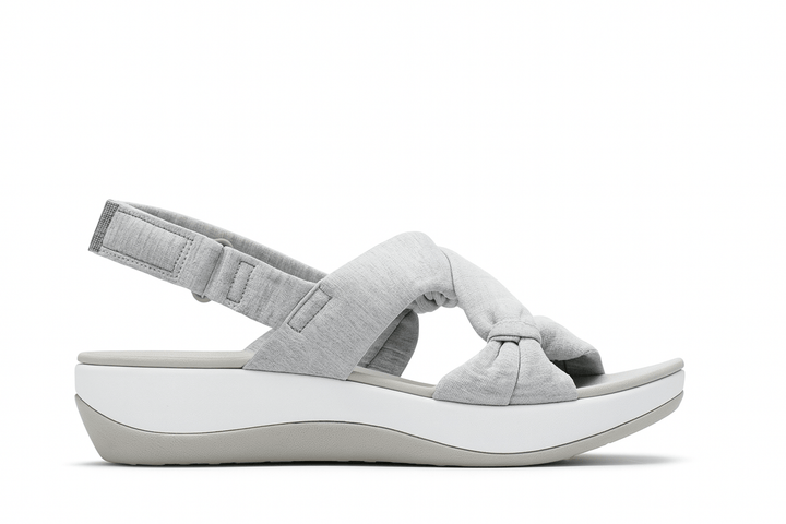 Grijze dames comfort sandalen, verstelbaar, orthopedisch, met schokabsorberende zool.