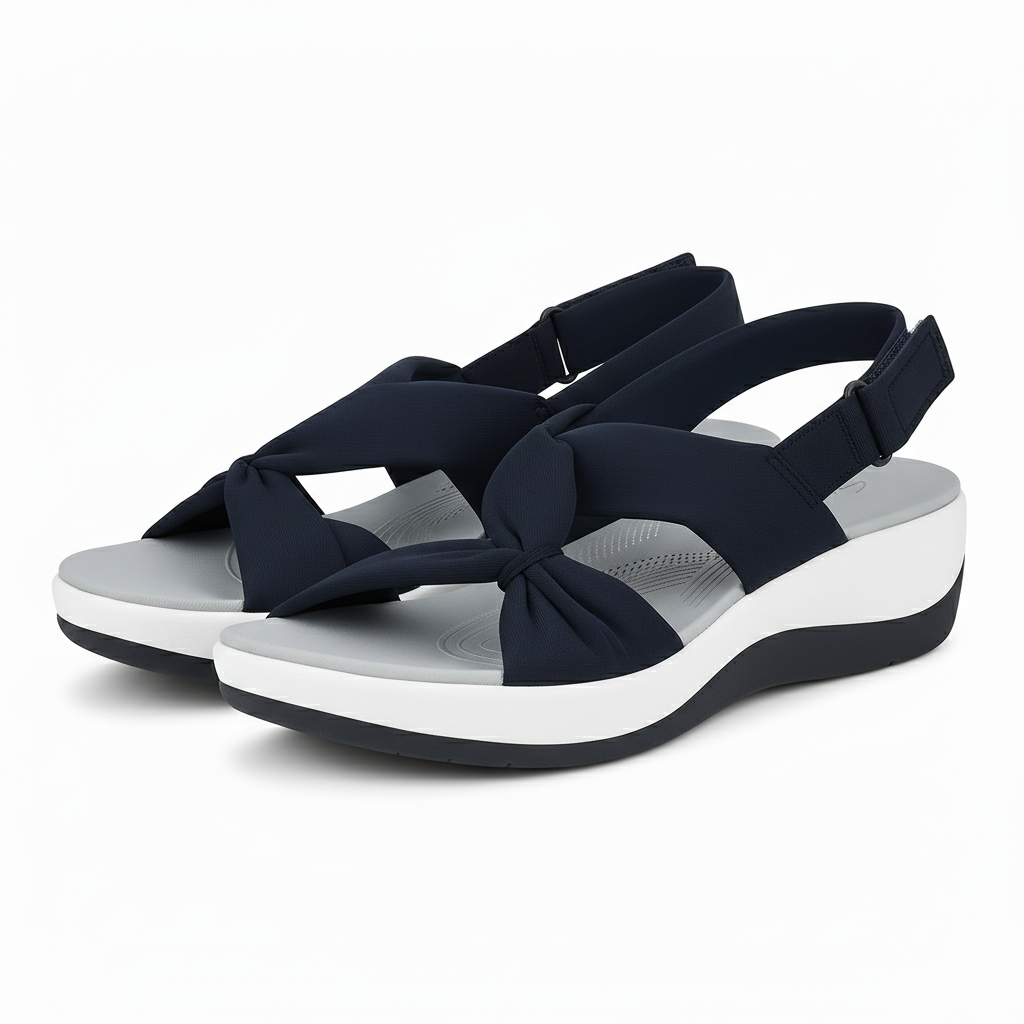 Rode dames comfortabele sandalen met voetboogondersteuning en schokabsorberende zool.