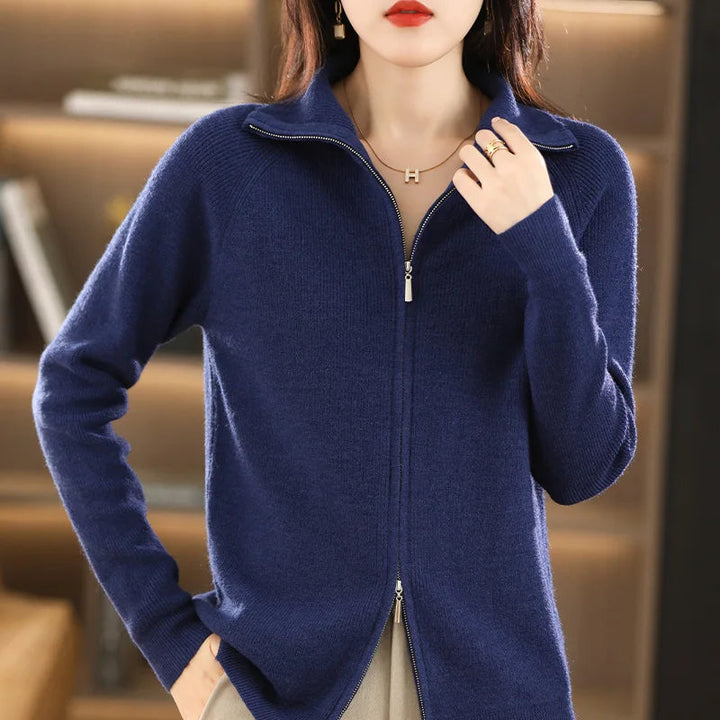 Modieus dames vest, veelzijdig met dubbele rits, comfortabel en warm voor koudere dagen.