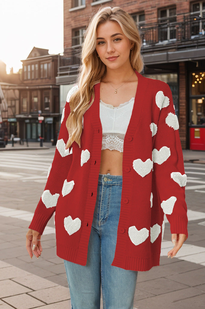 Stijlvol dames vest met hartjesprint, comfortabel voor zowel voorjaar als najaar mode.