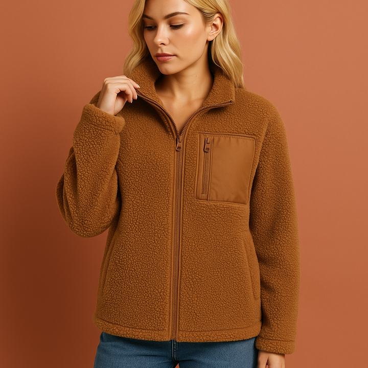 Warme en comfortabele dames fleece teddyjas met rits, een essentiële winterjas of herfstjas voor vrouwen.