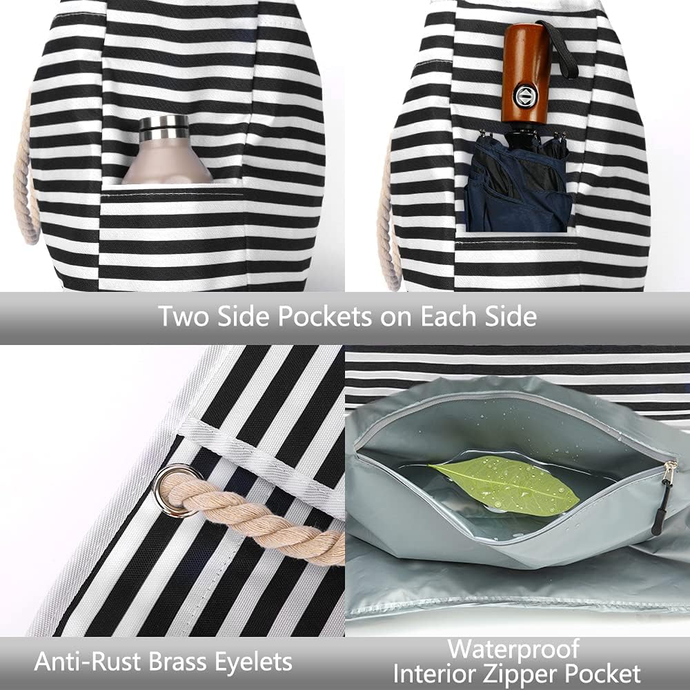 Stijlvolle waterdichte damestas/tote bag voor strand, met ruim vak en extra reisetui.