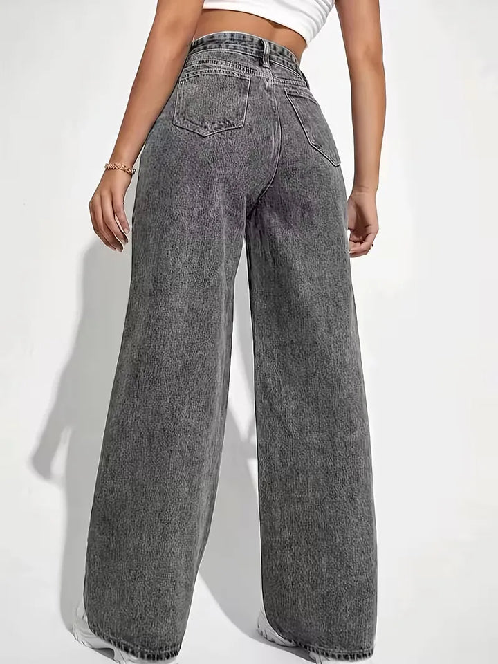 Elegante dames wide leg broek met hoge taille, comfortabel en perfect voor een streetwear look.