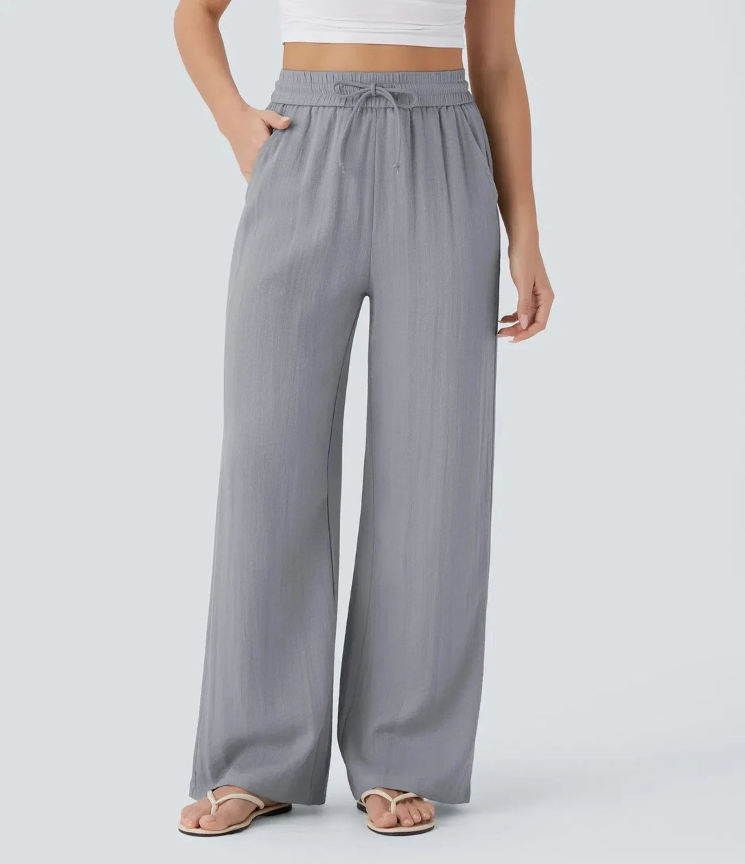 Stijlvolle dames wijde pijpen zomerbroek, met elastische taille voor een comfortabele pasvorm tijdens vrije tijd.