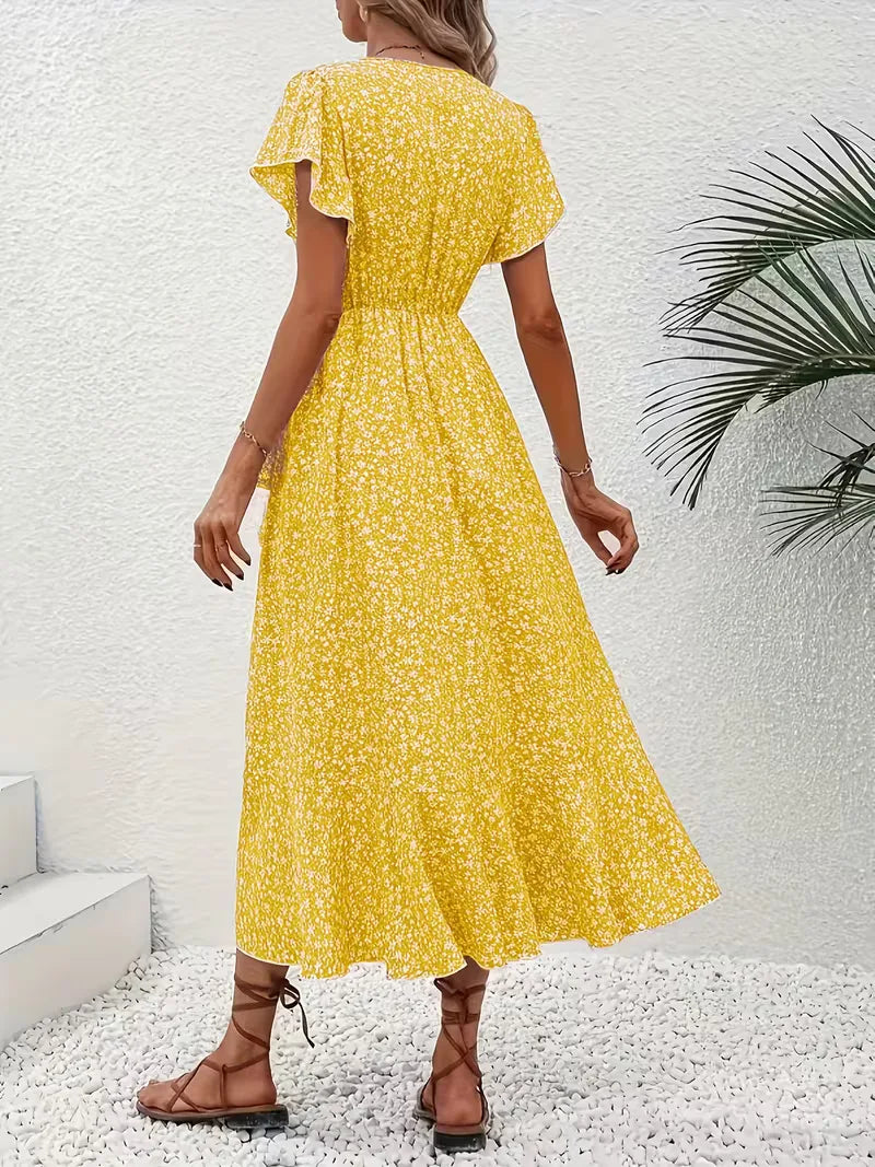 Comfortabele dames wikkeljurk met bloemenprint, ideaal voor casual en zomerse dagen.
