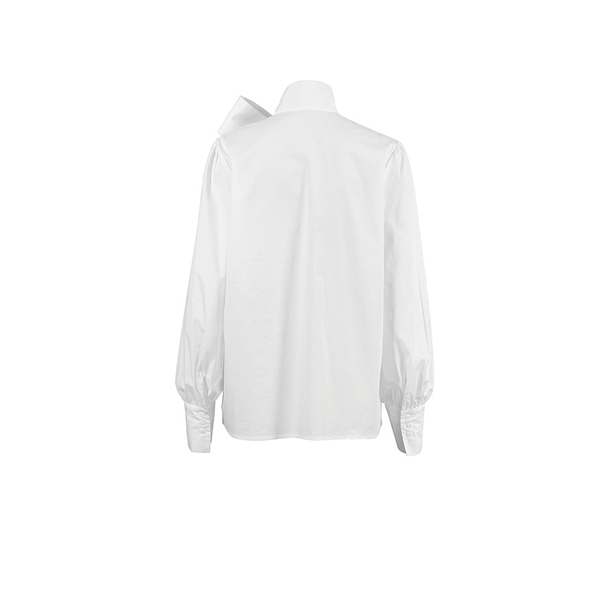 Dames overhemd, wit met elegante strik, perfect voor een stijlvolle en verfijnde look.