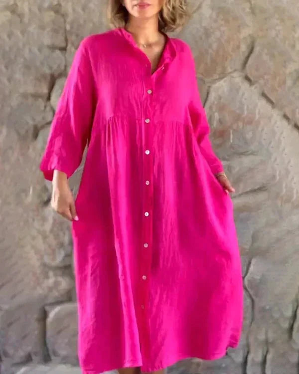 Casual dames zomerjurk met knoopsluiting, frisse kleuren voor alledaags comfort en stijl.