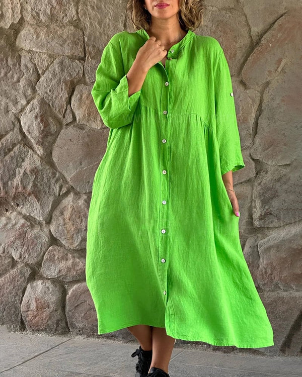 Trendy dames jurk met knopen, losvallend model, perfect voor een stijlvolle zomerse look.