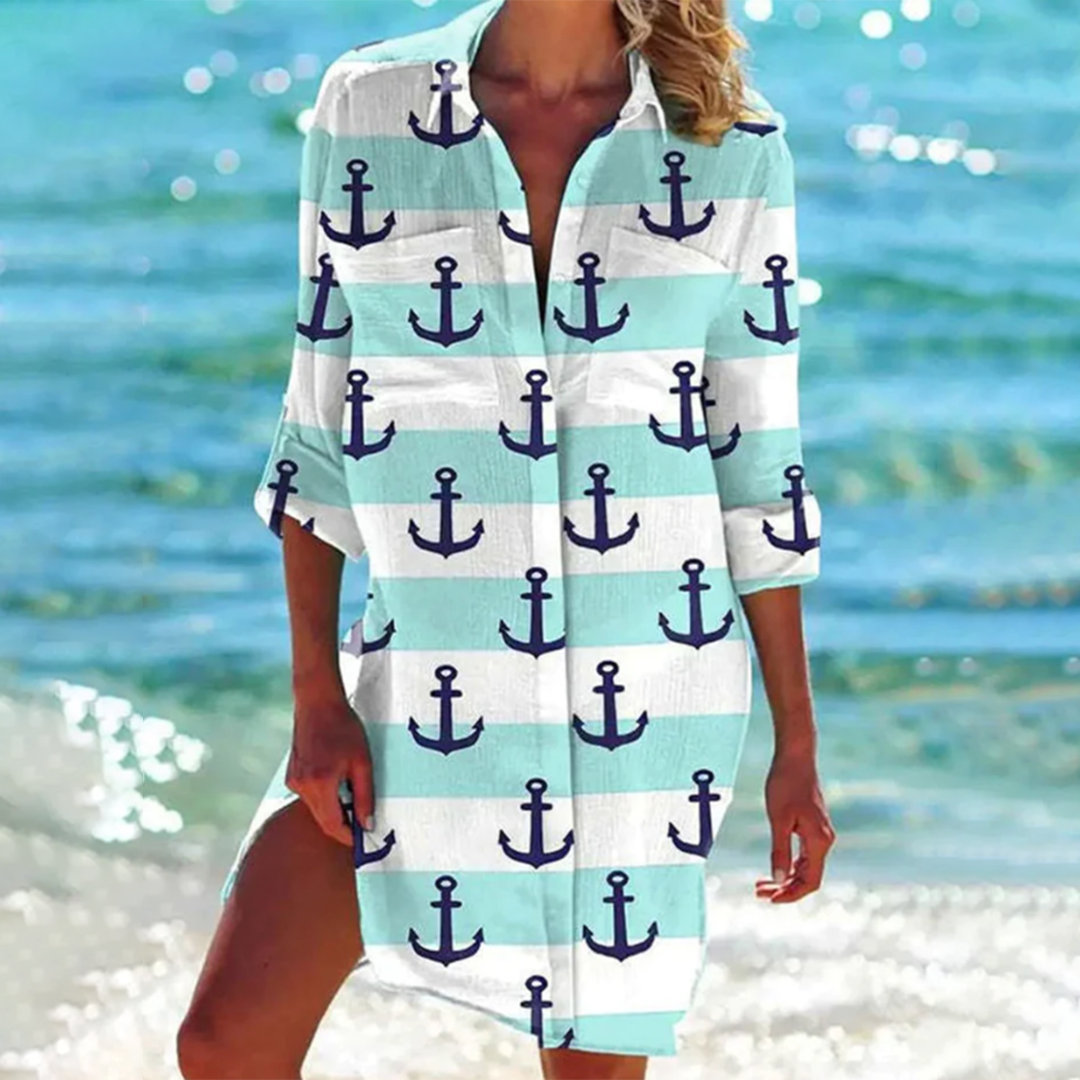 Modieuze zomerjurk voor vrouwen, met levendig patroon en comfortabele pasvorm. Perfect voor de zomer.