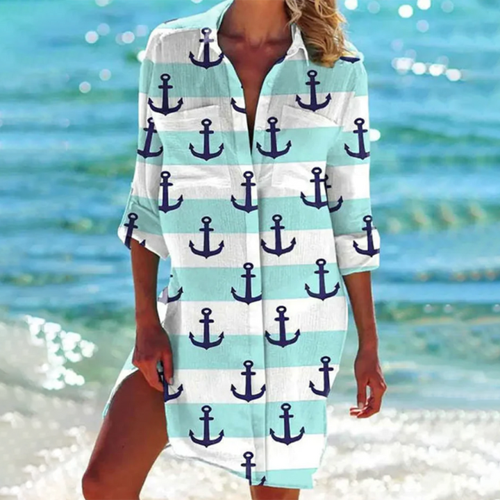 Modieuze zomerjurk voor vrouwen, met levendig patroon en comfortabele pasvorm. Perfect voor de zomer.