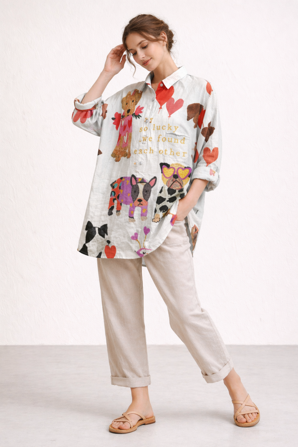 Casual damesblouse met lange mouwen en trendy zomerprint, veelzijdig voor lente en zomer. Comfortabel en stijlvol.