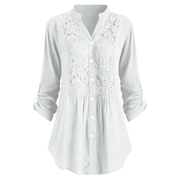 Damesblouse Noelle met elegante pofmouwen, vloeiende pasvorm; perfecte modieuze zomerblouse voor vrouwen.