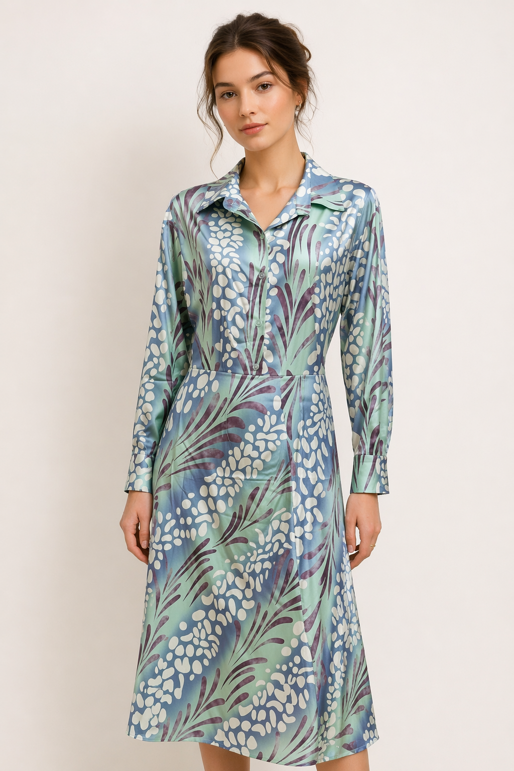 Damesset blouse en lange rok met print, elegant & casual tweedelige set voor lente/zomer.