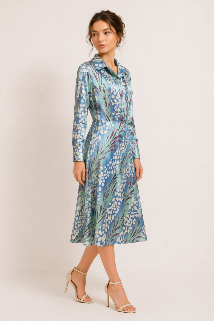 Comfortabele damesset: blouse met lange mouwen & lange rok met print, ideaal voor dagelijkse & reiskleding.