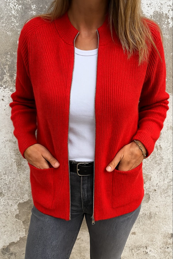Warm damesvest met rits voor herfst en winter, comfortabel en stijlvol voor dameskleding.