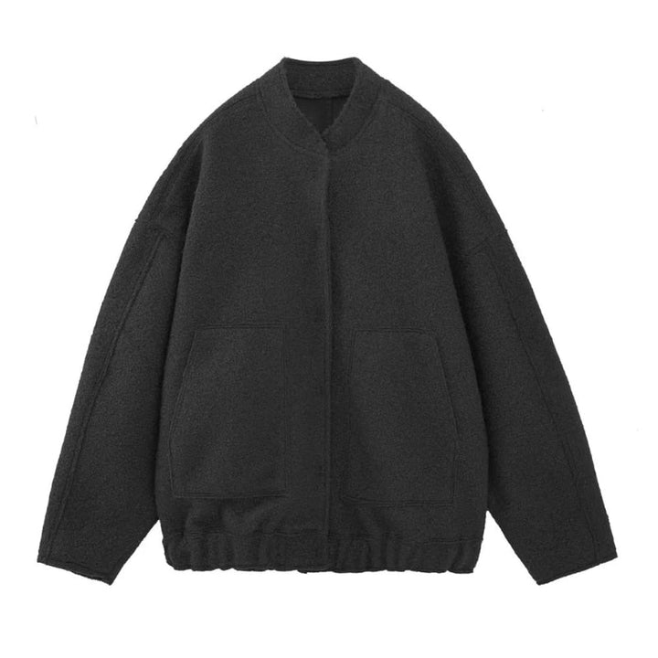 Daphne oversized jas, ronde hals, verborgen knopen, elegante jas, stijlvolle damesjas