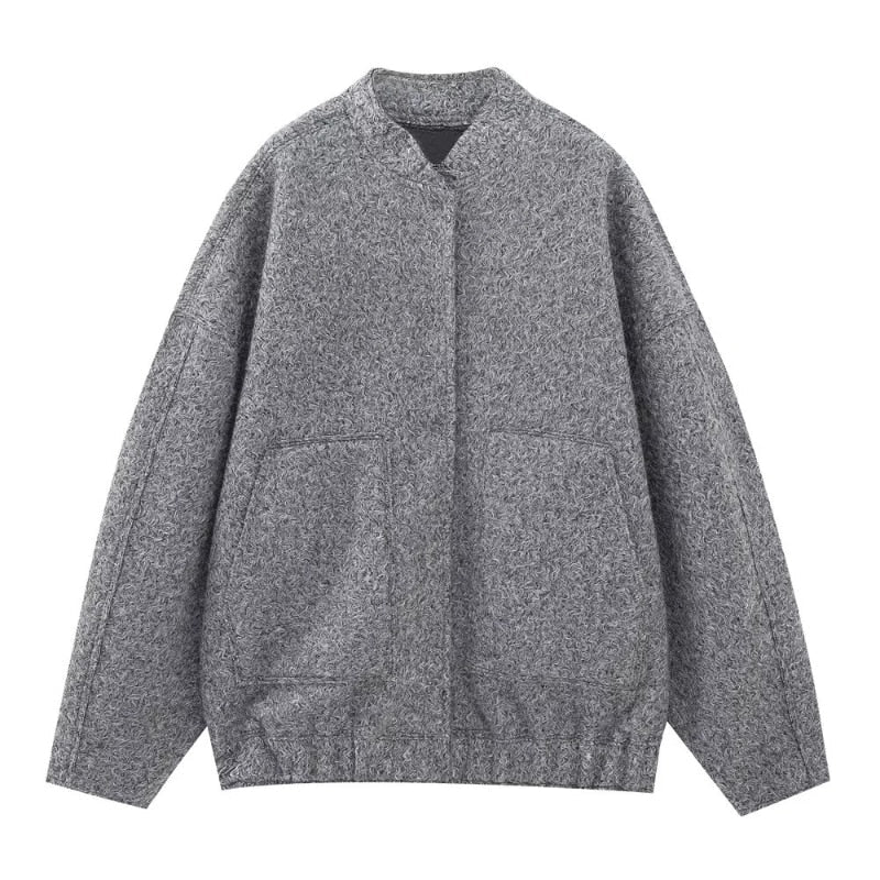 Daphne oversized jas, ronde hals, verborgen knopen, elegante jas, stijlvolle damesjas