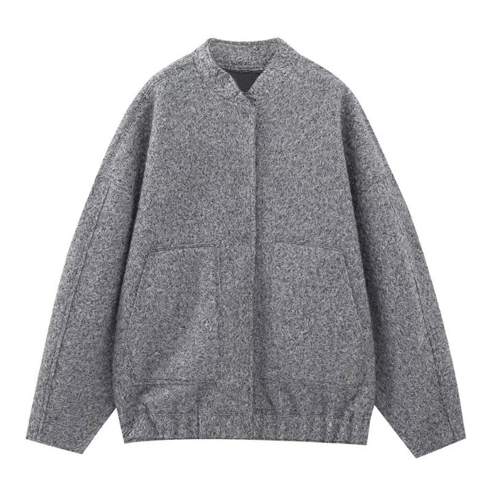 Daphne oversized jas, ronde hals, verborgen knopen, elegante jas, stijlvolle damesjas