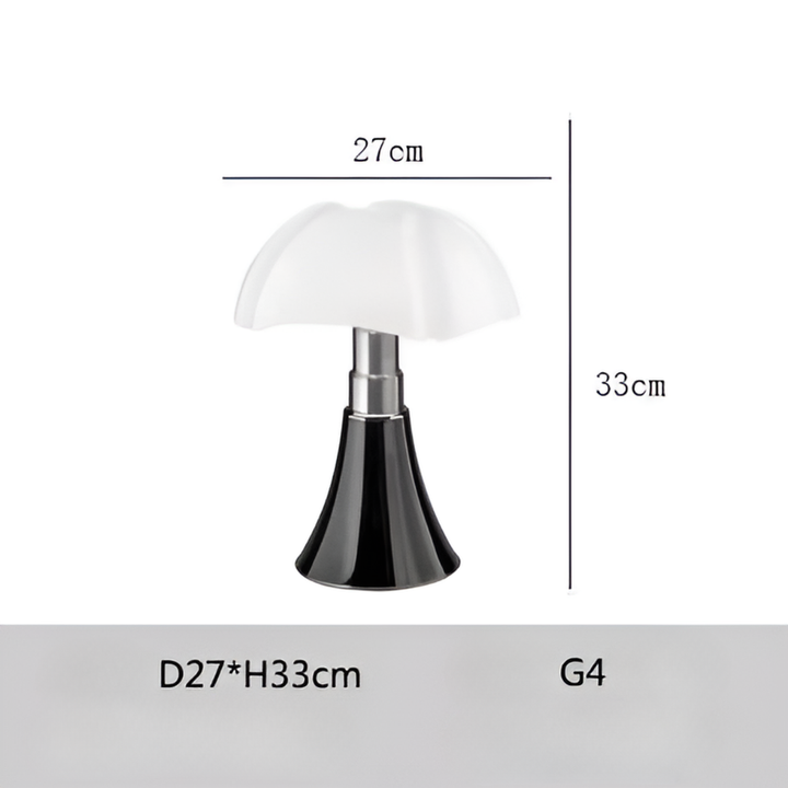 Designer tafellamp met dimbaar LED, modern design, perfect voor slaapkamer of woonkamer interieur.