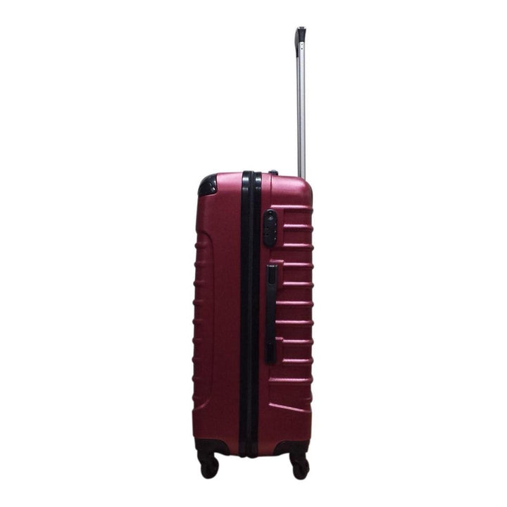 Stevige dieprode hardshell reiskofferset, robuust en krasbestendig voor al je reisbagage.