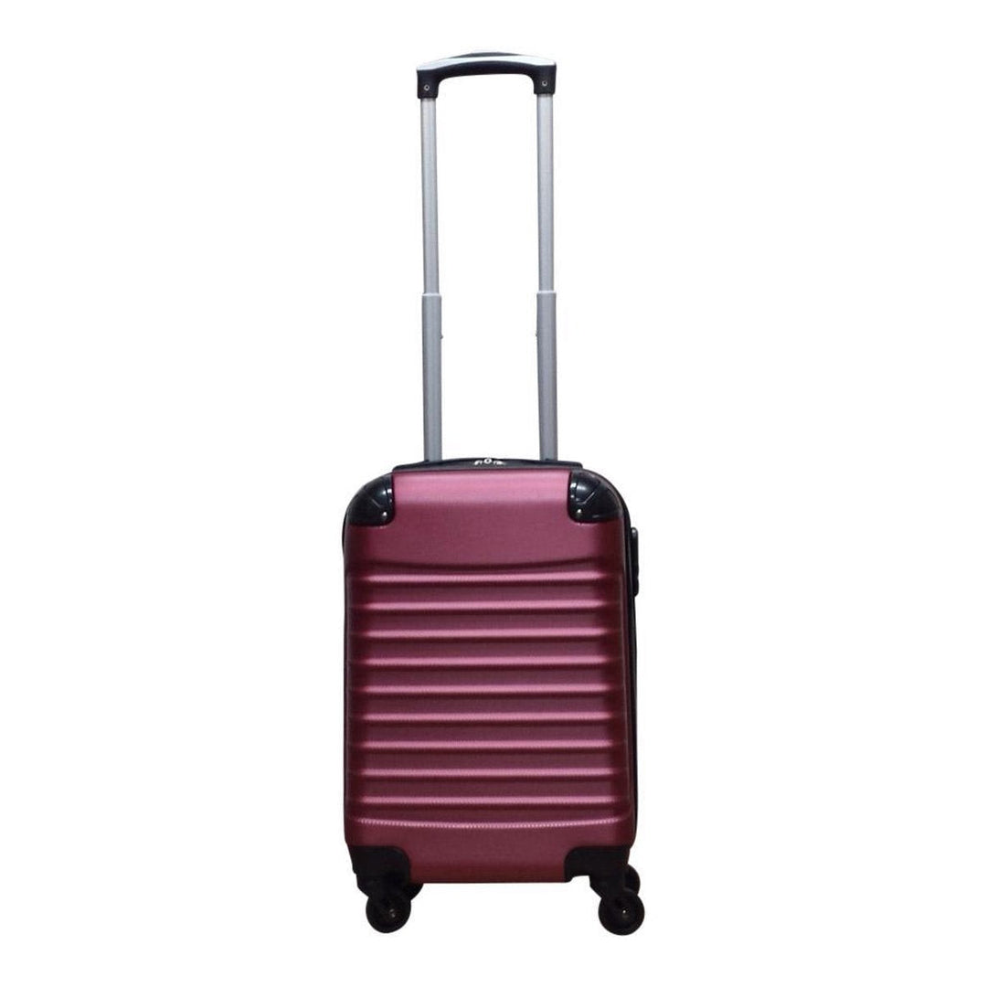 Elegante dieprode harde kofferset, compleet met twee formaten voor al je vakantie bagage.