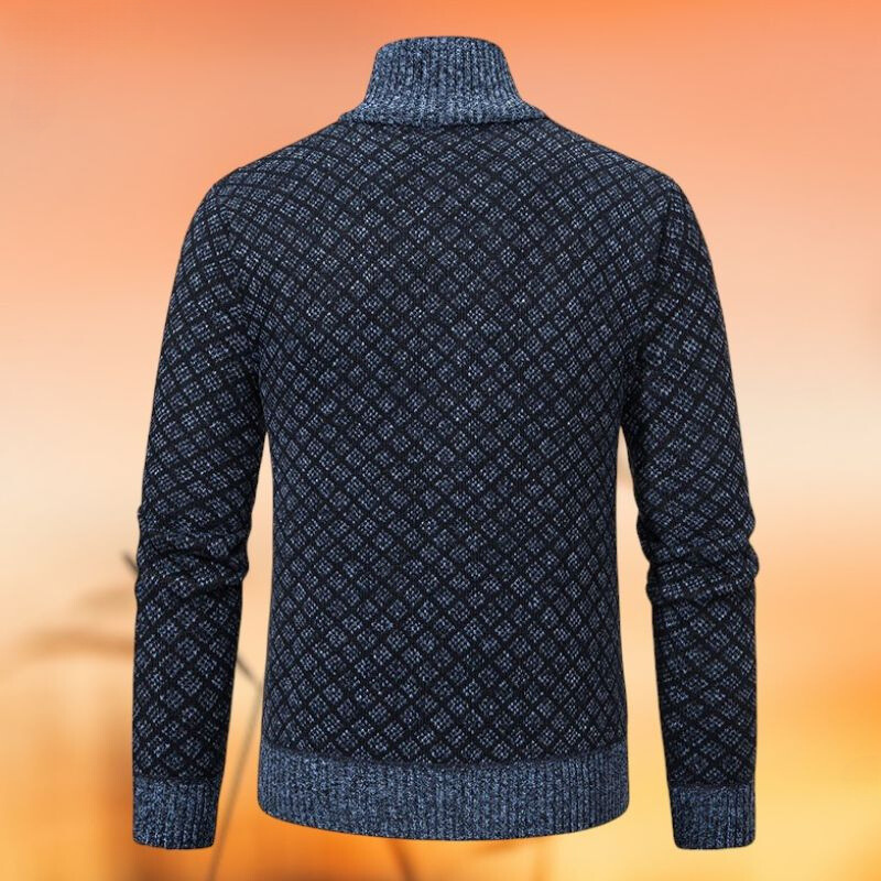 "Dikke gebreide damestrui met jacquardpatroon, elegant en warm, perfect voor casual en formele gelegenheden."