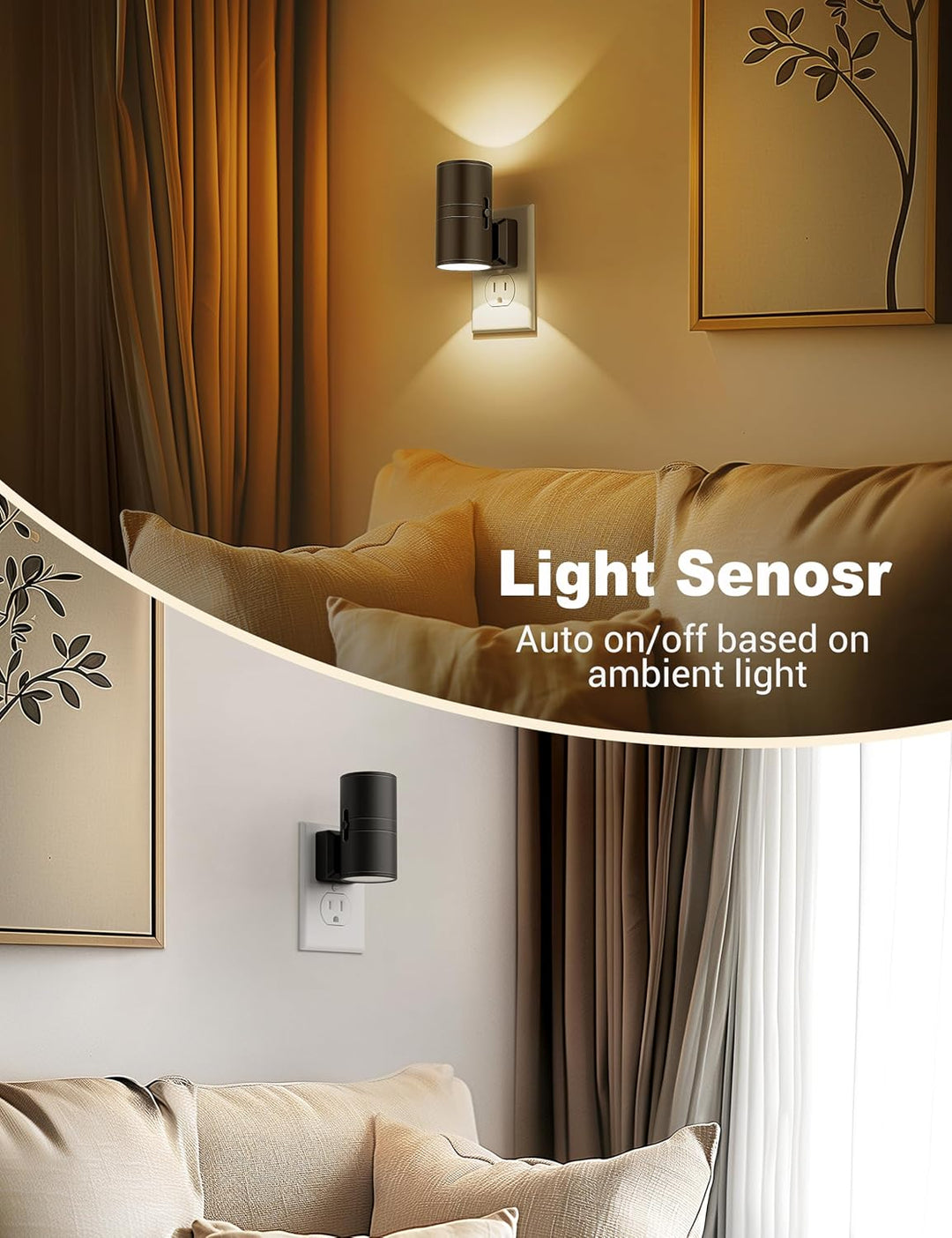 Witte plug-in LED nachtlamp met ingebouwde schemersensor voor energiezuinige verlichting