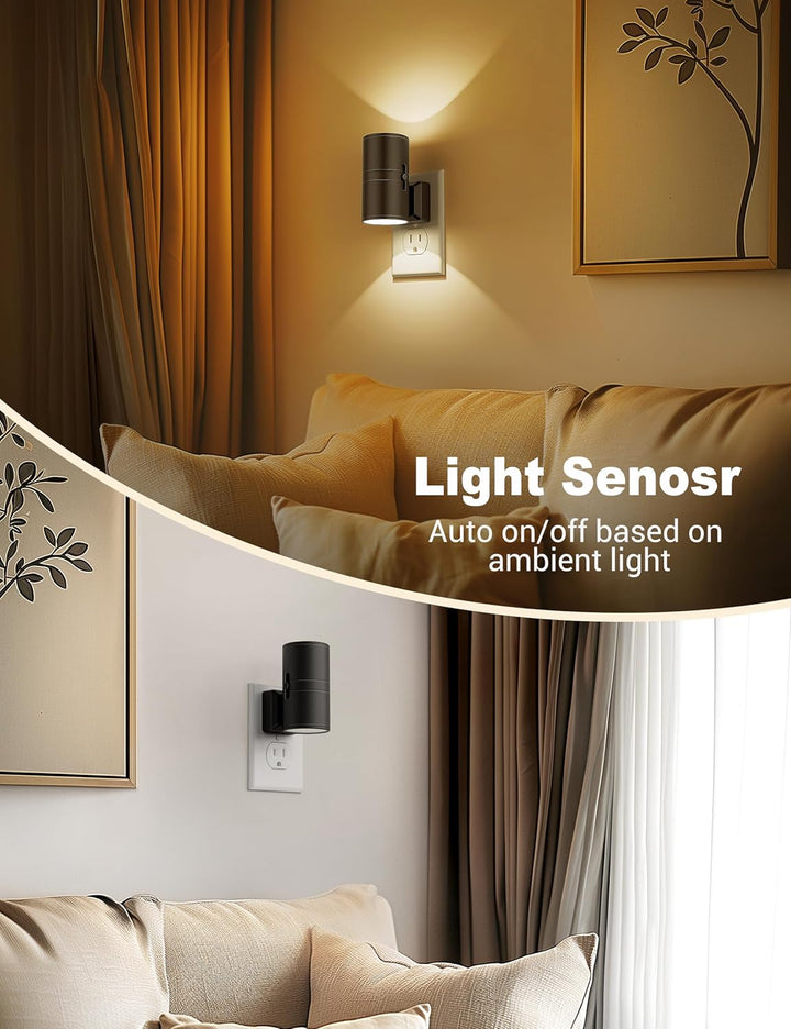 Witte plug-in LED nachtlamp met ingebouwde schemersensor voor energiezuinige verlichting