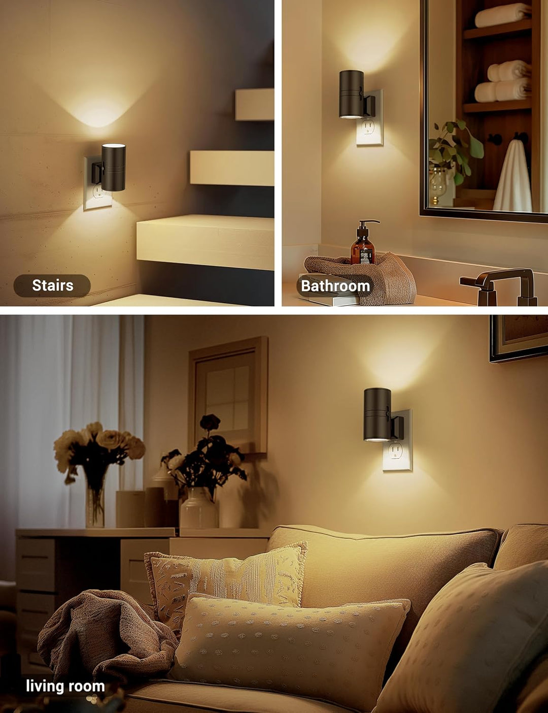Moderne dimbare LED nachtlamp, automatisch aan-uit door schemersensor, perfect voor woonkamer