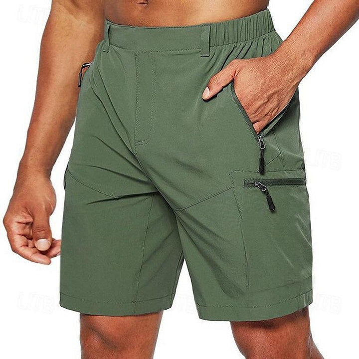 "Donkerblauwe heren zomershorts, ademend polyester, sneldrogend, elastische tailleband met trekkoord, ideaal voor de zomer"