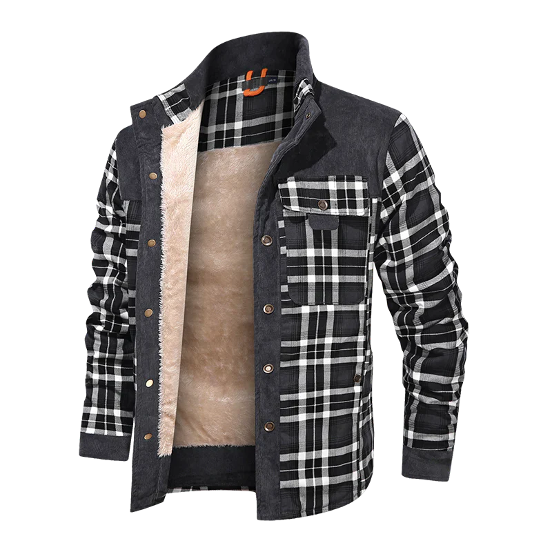 Donkerbruin/zwart geruite heren overhemdjas, ideaal voor casual winter- en herfststijl. Comfortabel regular fit.