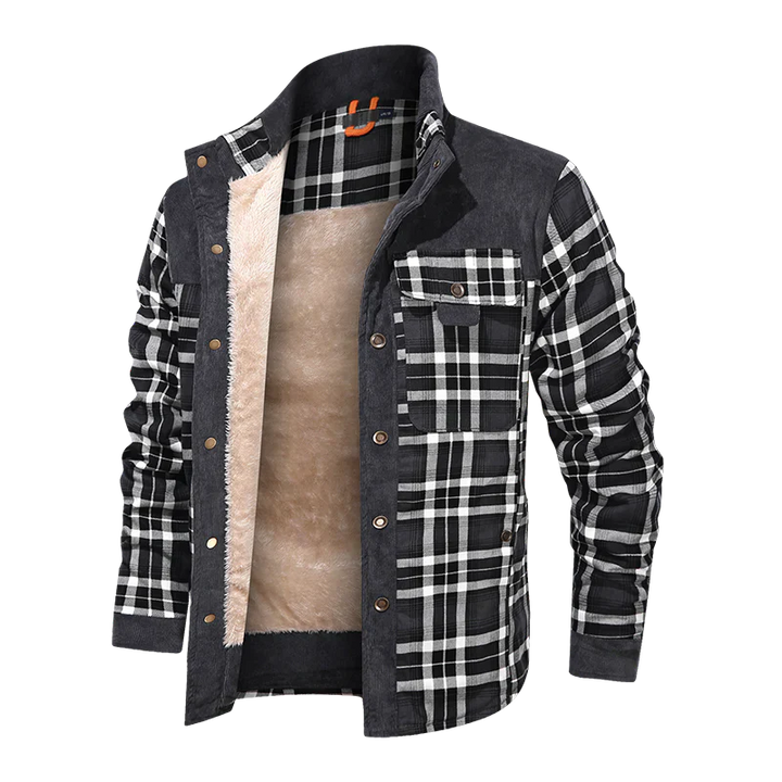 Donkerbruin/zwart geruite heren overhemdjas, ideaal voor casual winter- en herfststijl. Comfortabel regular fit.