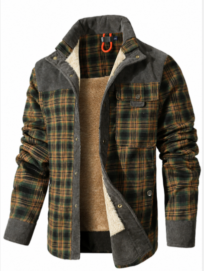 Stijlvolle en comfortabele geruite heren overhemdjas in donkerbruin/zwart, casual regular fit voor elk seizoen.