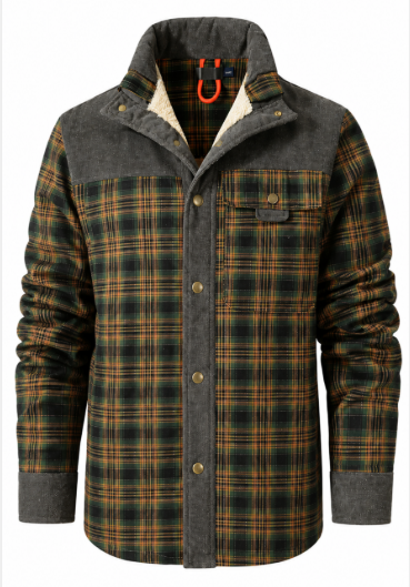 Geruite heren overhemdjas (donkerbruin/zwart) met regular fit, een casual keuze voor herfst- en winterdagen.