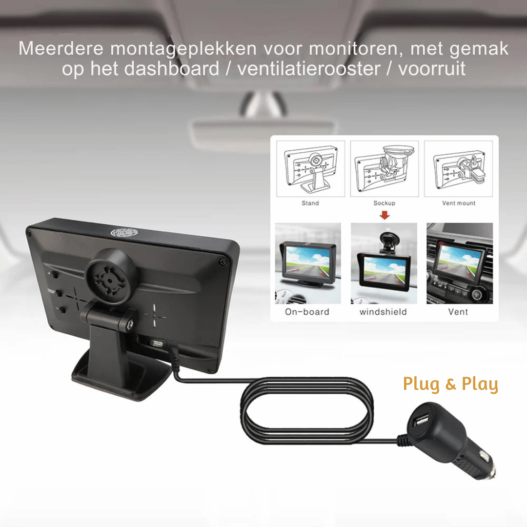 Complete draadloze achteruitrijcamera: zonne-energie, HD, IP67, nachtzicht voor alle voertuigen.