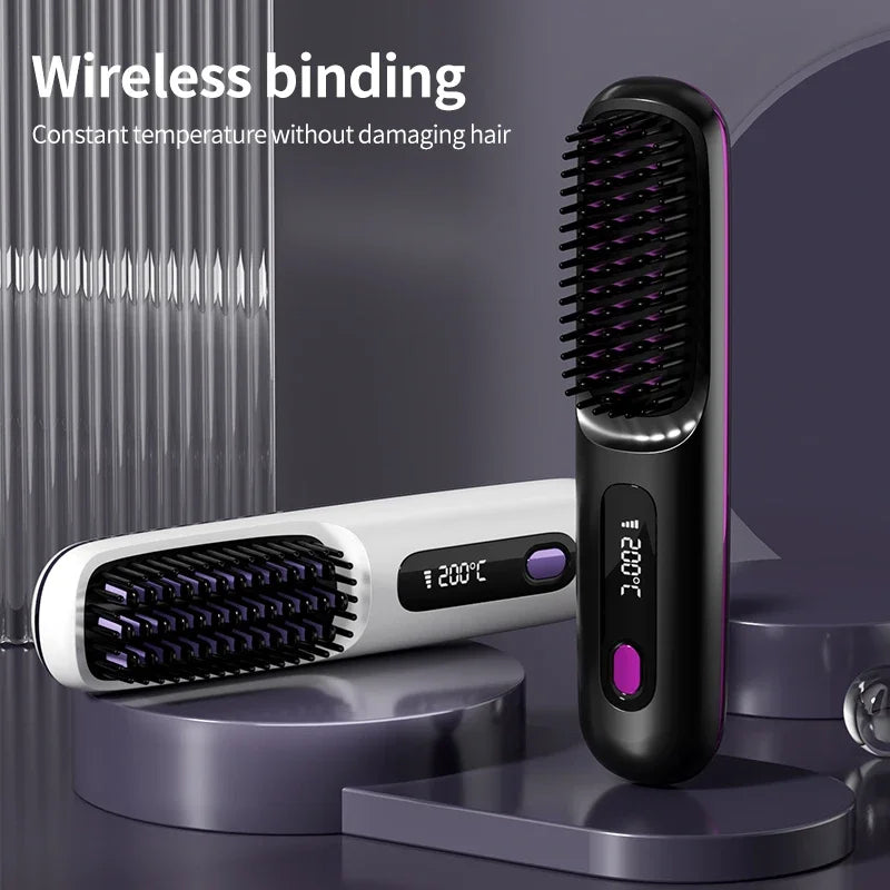 Draadloze keramische haarstyler voor dames, USB oplaadbaar voor glanzend haar.