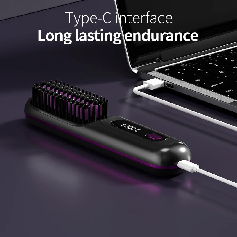 Compacte draadloze haarstyler met ionen technologie, ideaal voor reisformaat haarstyling.